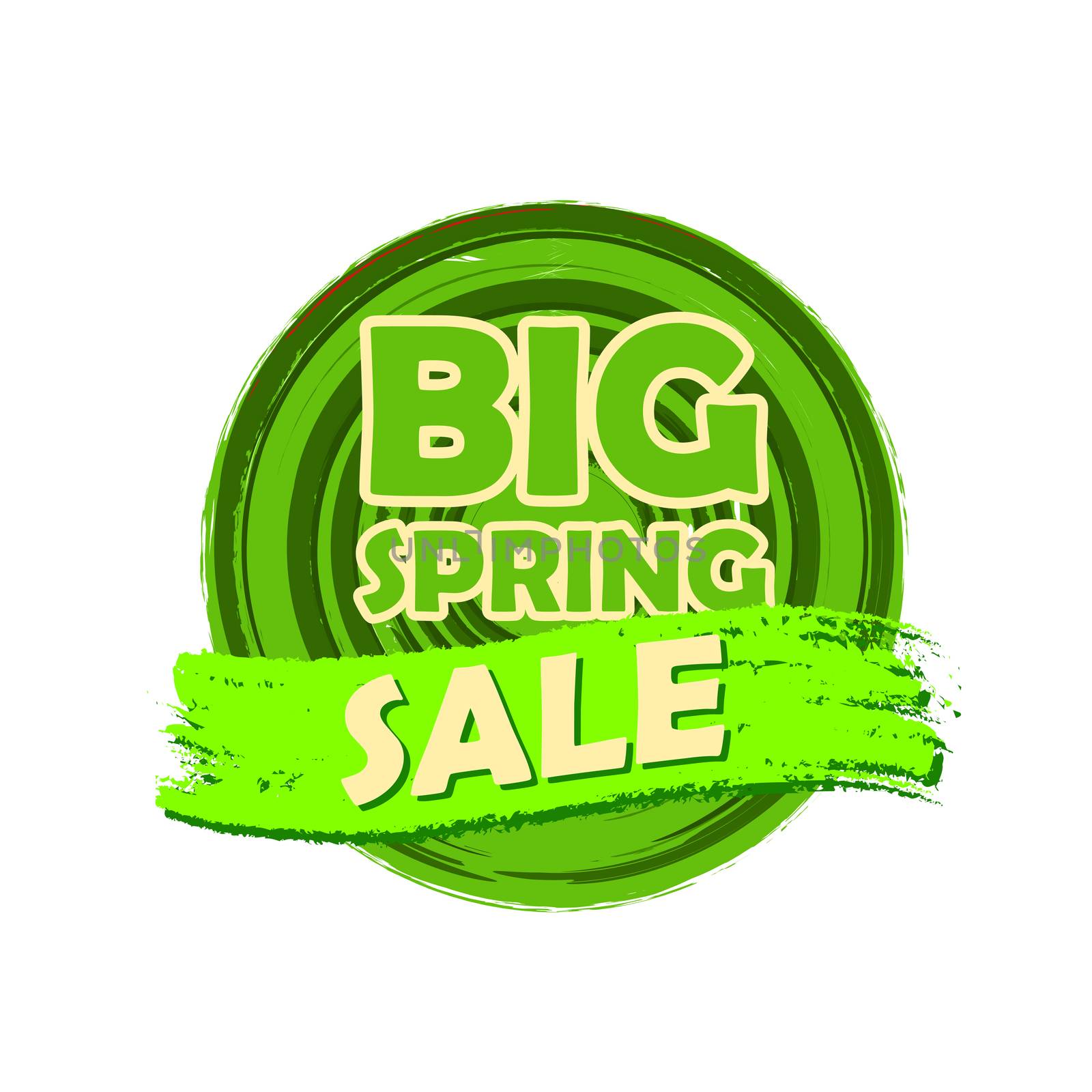 big spring sale, round drawn label by marinini