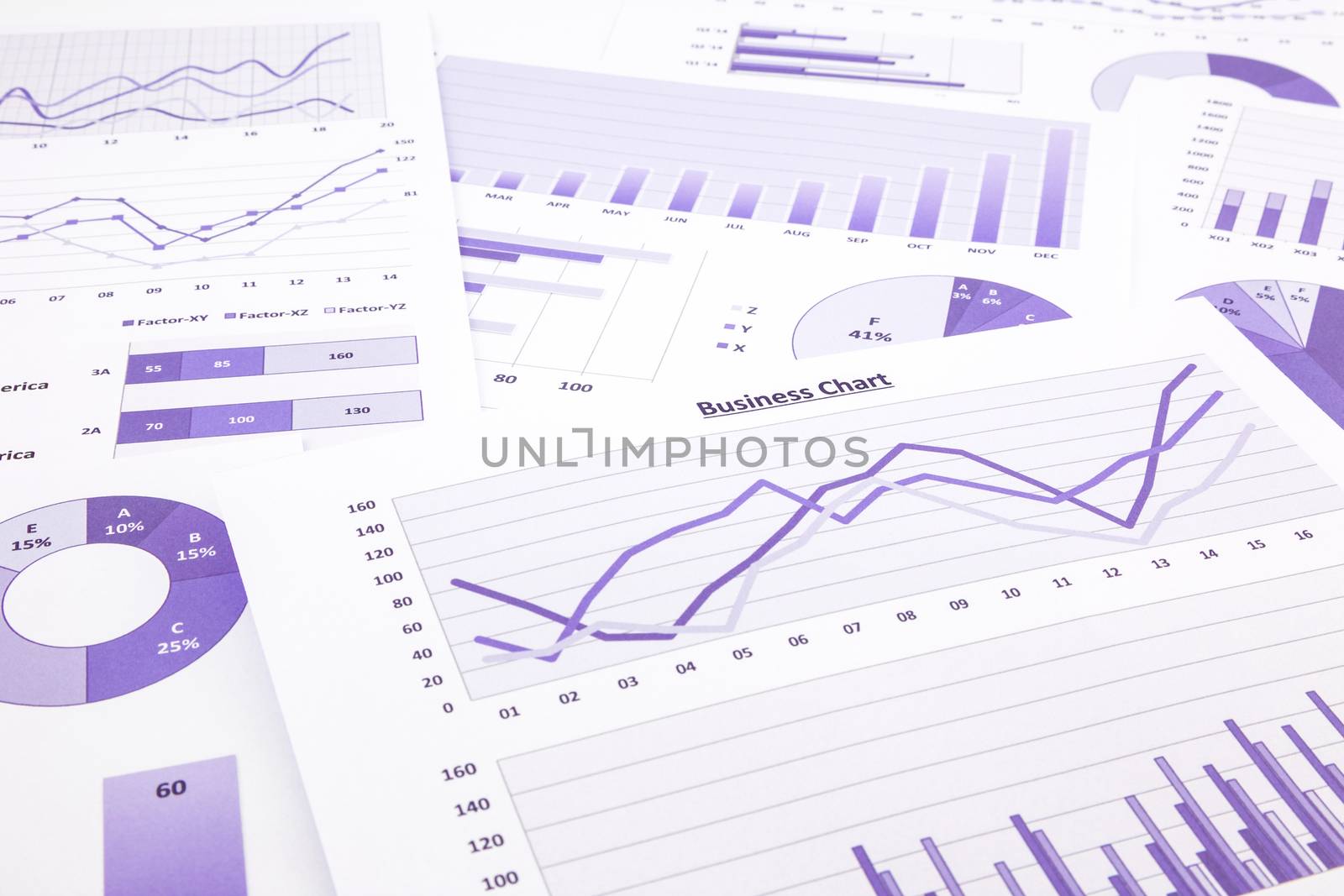 purple business charts, graphs, data and report summarizing back by vinnstock