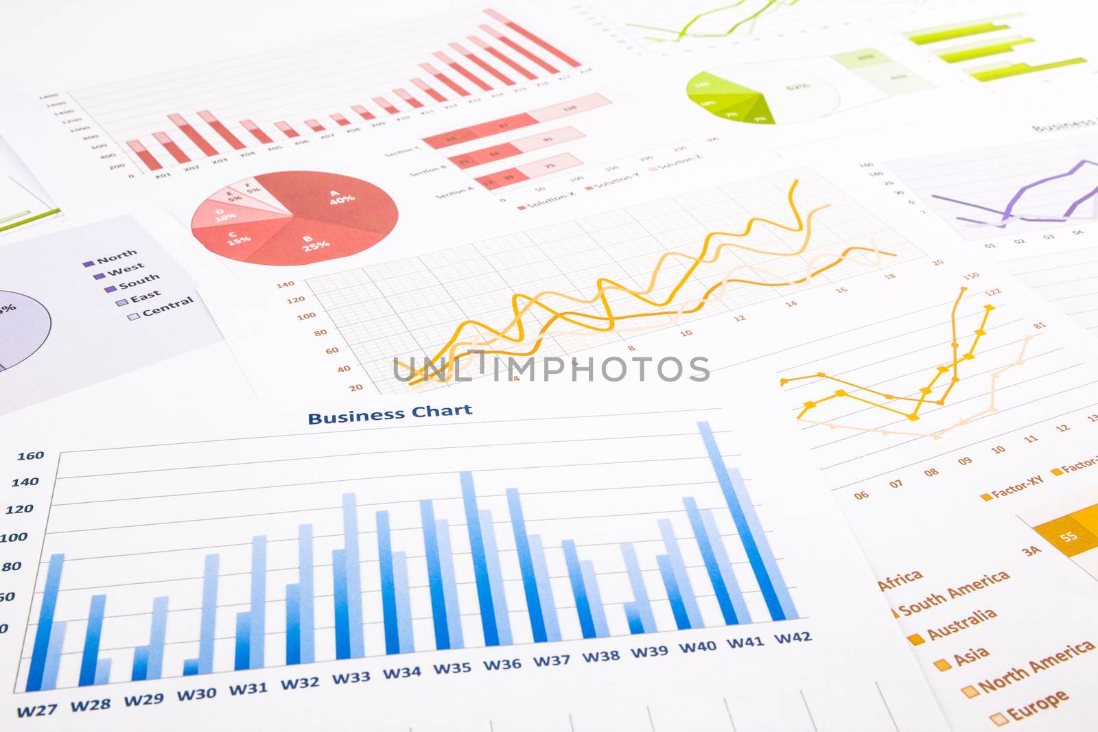 colorful graphs, charts, marketing research and  business annual by vinnstock