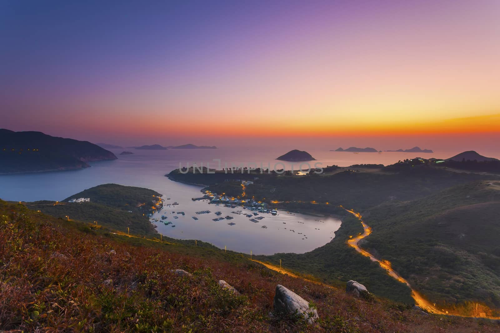 Sunrise at gulf in Hong Kong