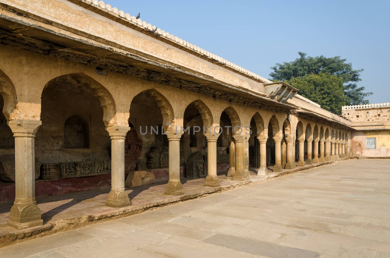 Arcade of Chand Baori Stepwell in Jaipur, Rajasthan, India. 