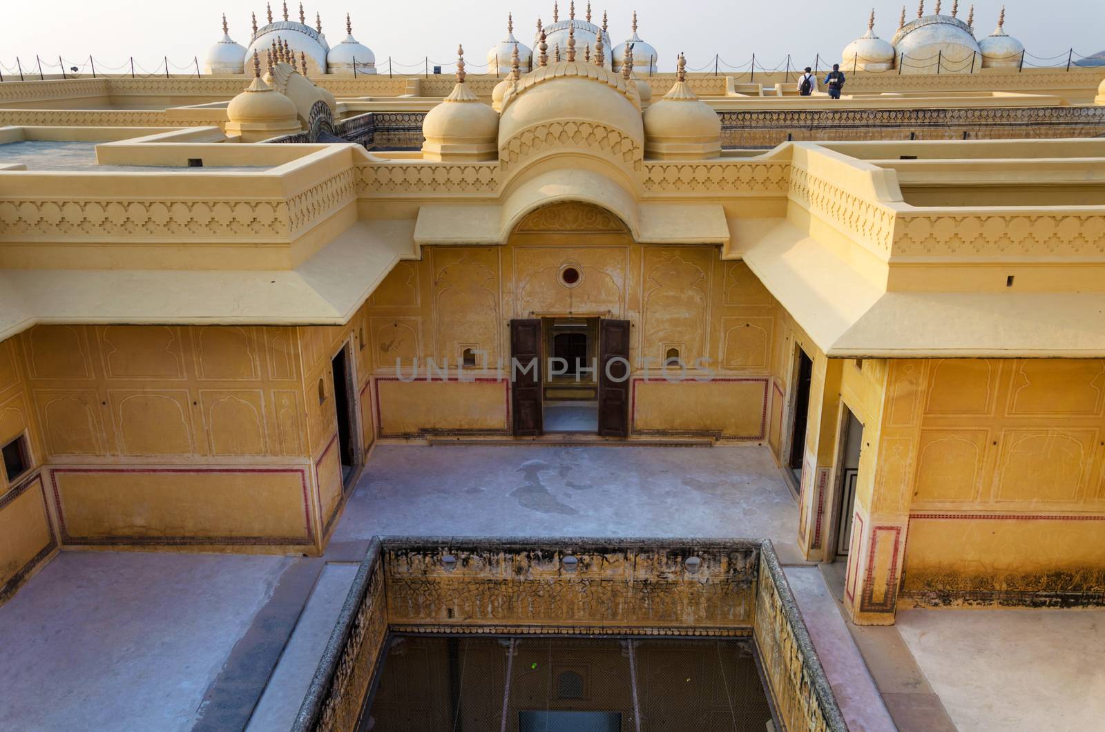 Courtyard inside an old Indian palace. Nahargarh Fort, Jaipur, Rajasthan, India