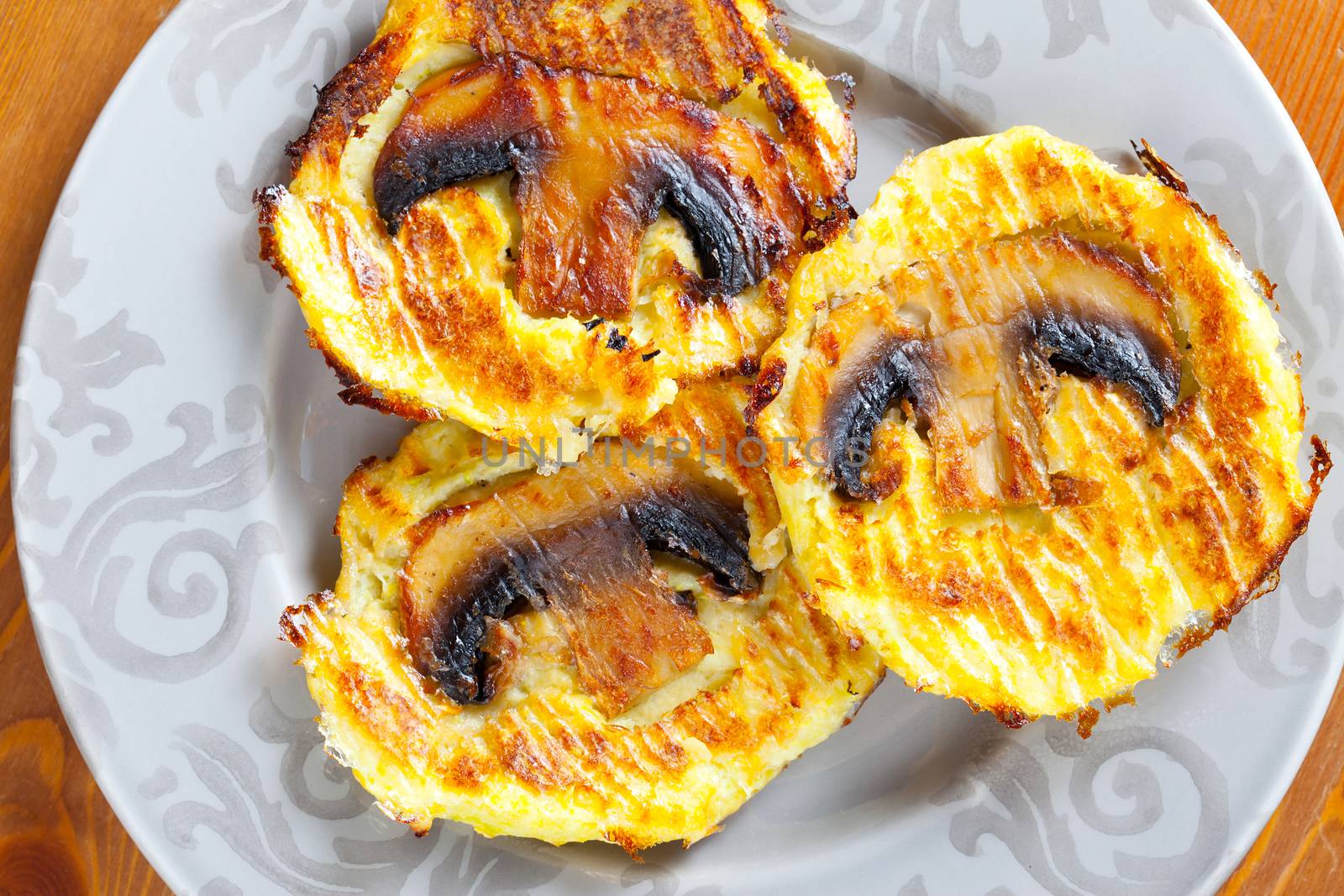 Turkey cutlets with mushrooms on a plate