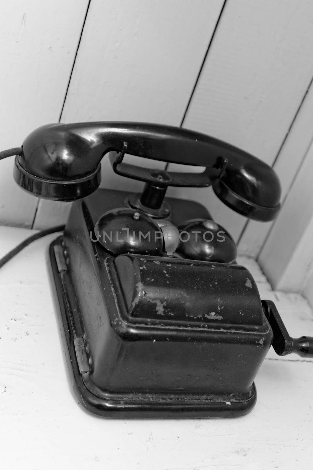 Photo of a black telephone from the World War II