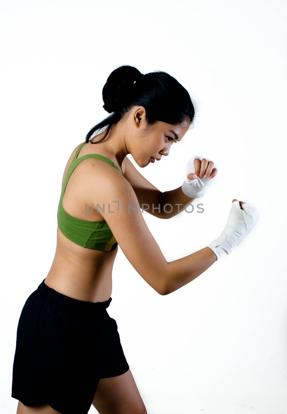 Asian girl exersicesing martial art