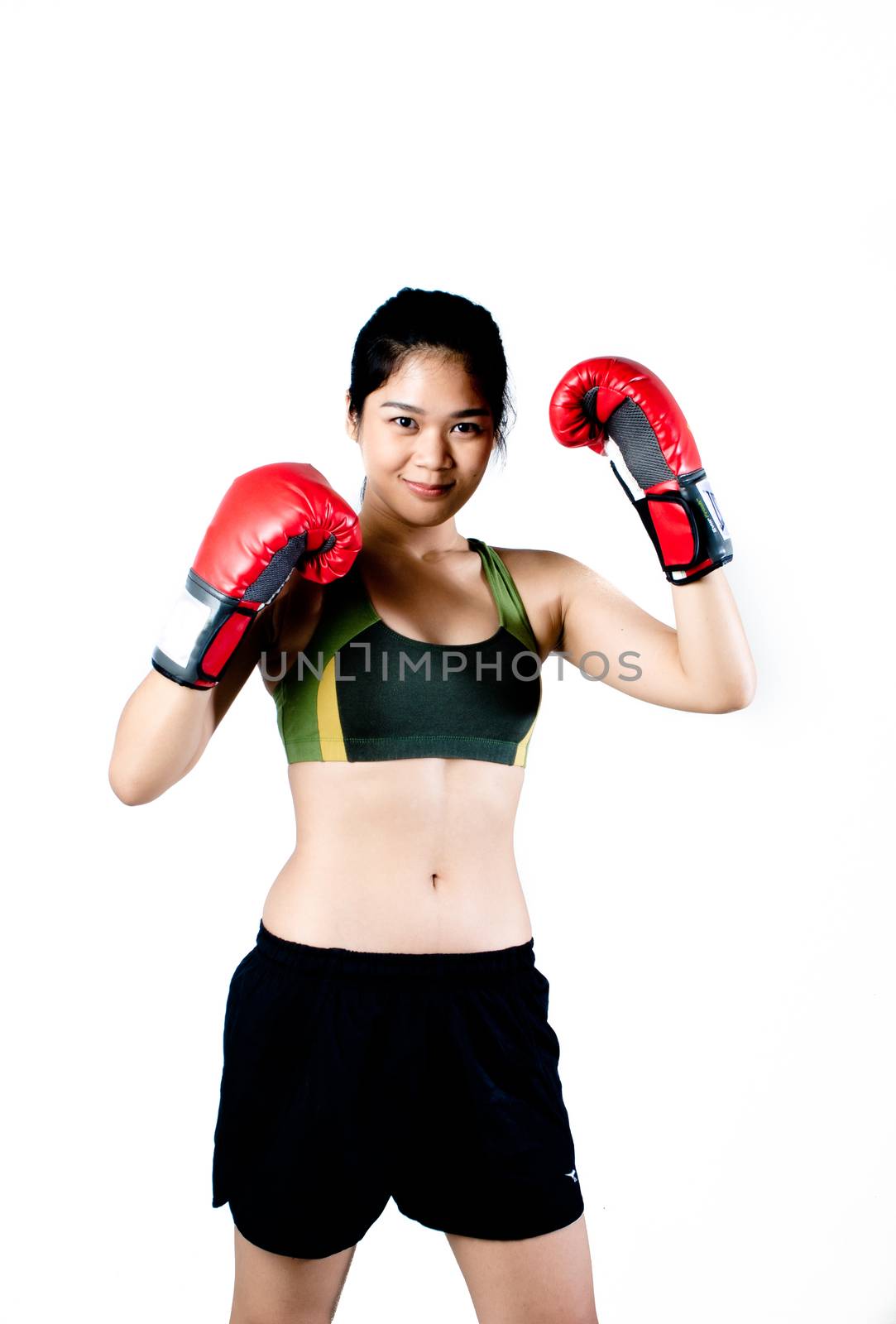 Asian girl exersicesing martial art