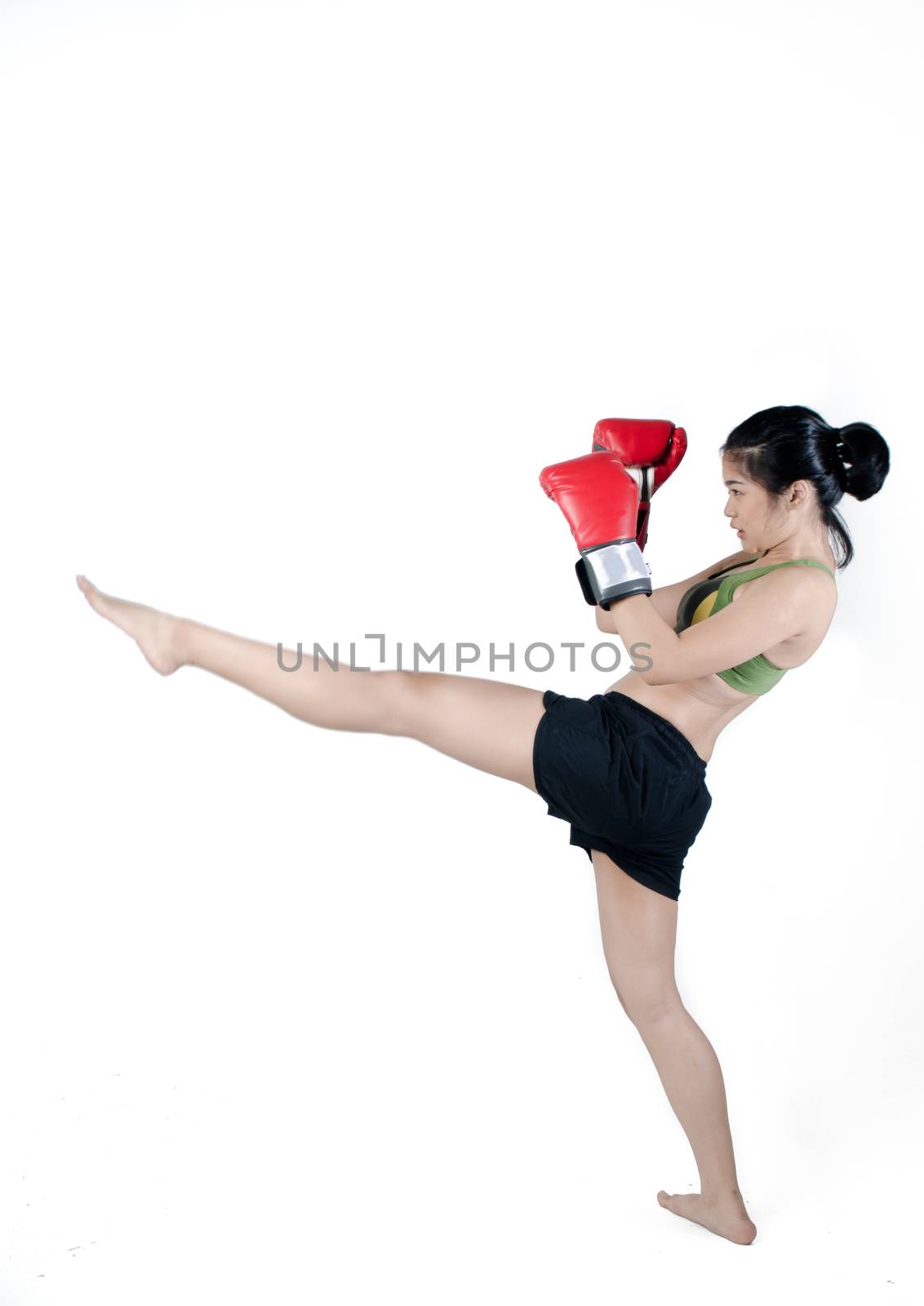 Asian girl exersicesing martial art