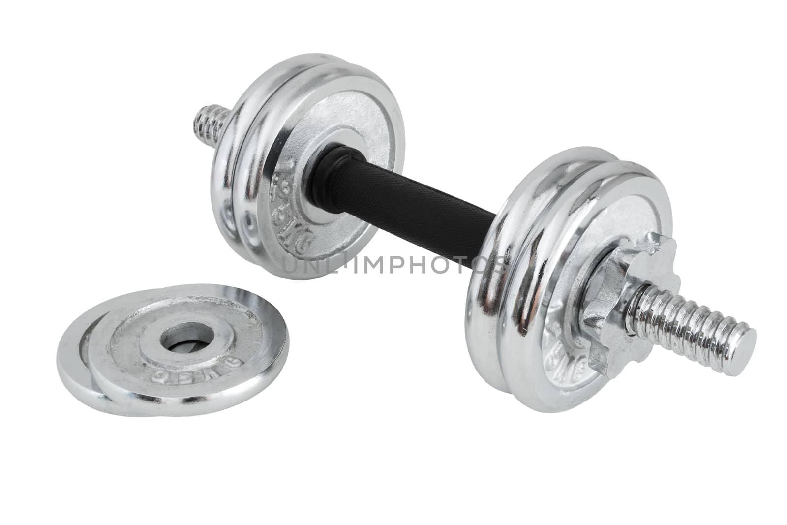 Exercise equipment dumbbell weights for Fitness, isolated on white background