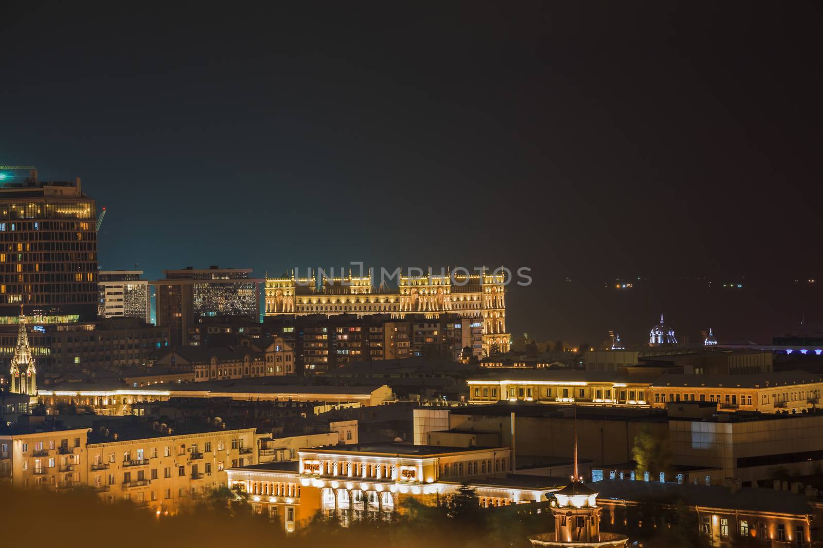 Baku, the capital city of Azerbaijan in the night