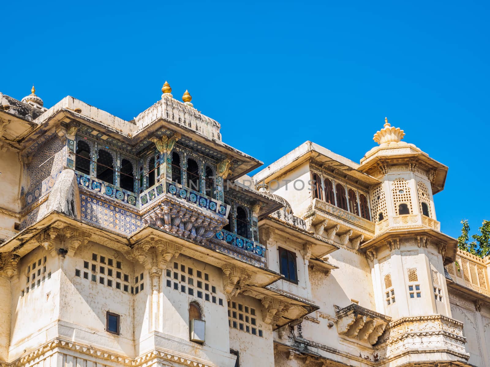 Balcony of Udaipur City Palace in Rajasthan, India