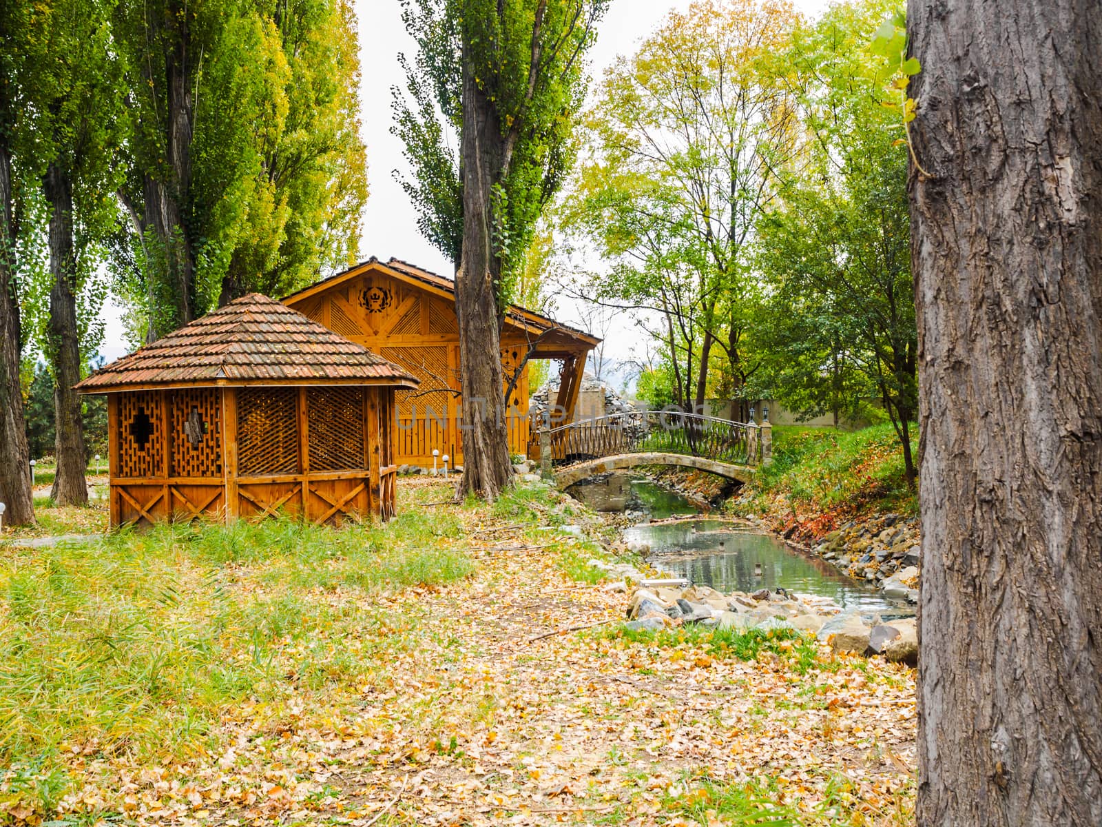 Georgian rural house in the fall by takepicsforfun