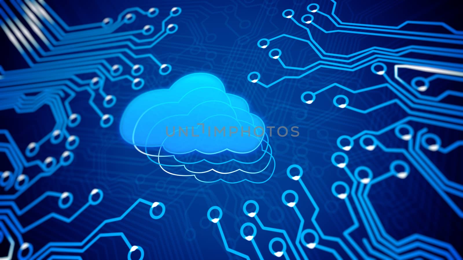 Cloud computing concept: circuit board with Cloud.