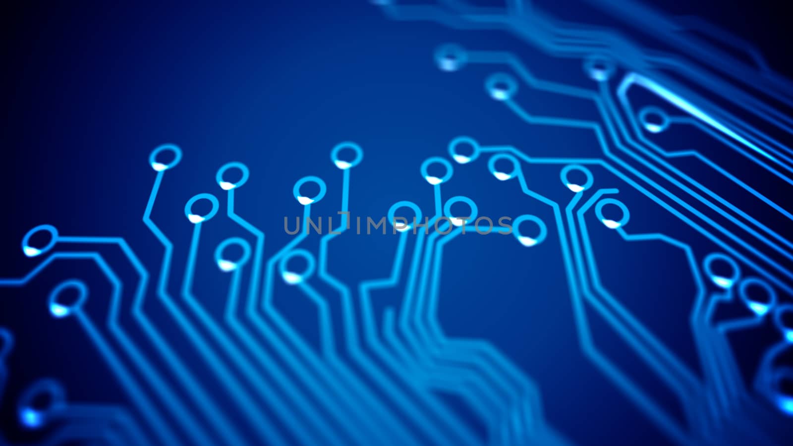 Abstract Circuit board's signals. Depth of Fields.