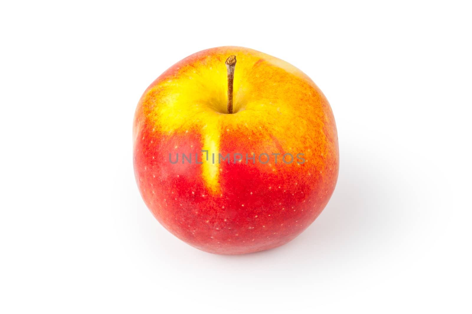 red and yellow apple isolated on white
