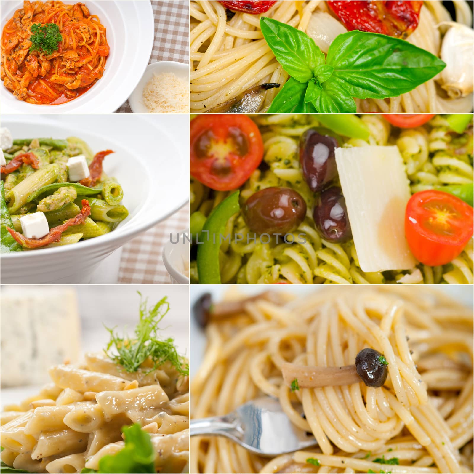 collection of different type of Italian pasta collage by keko64