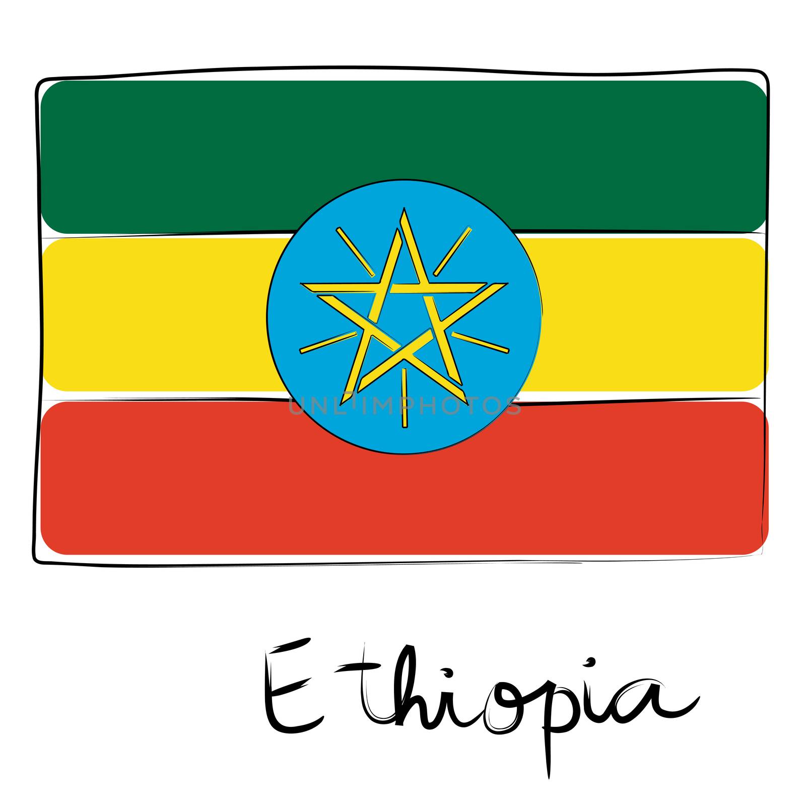Ethiopia flag doodle by catacos