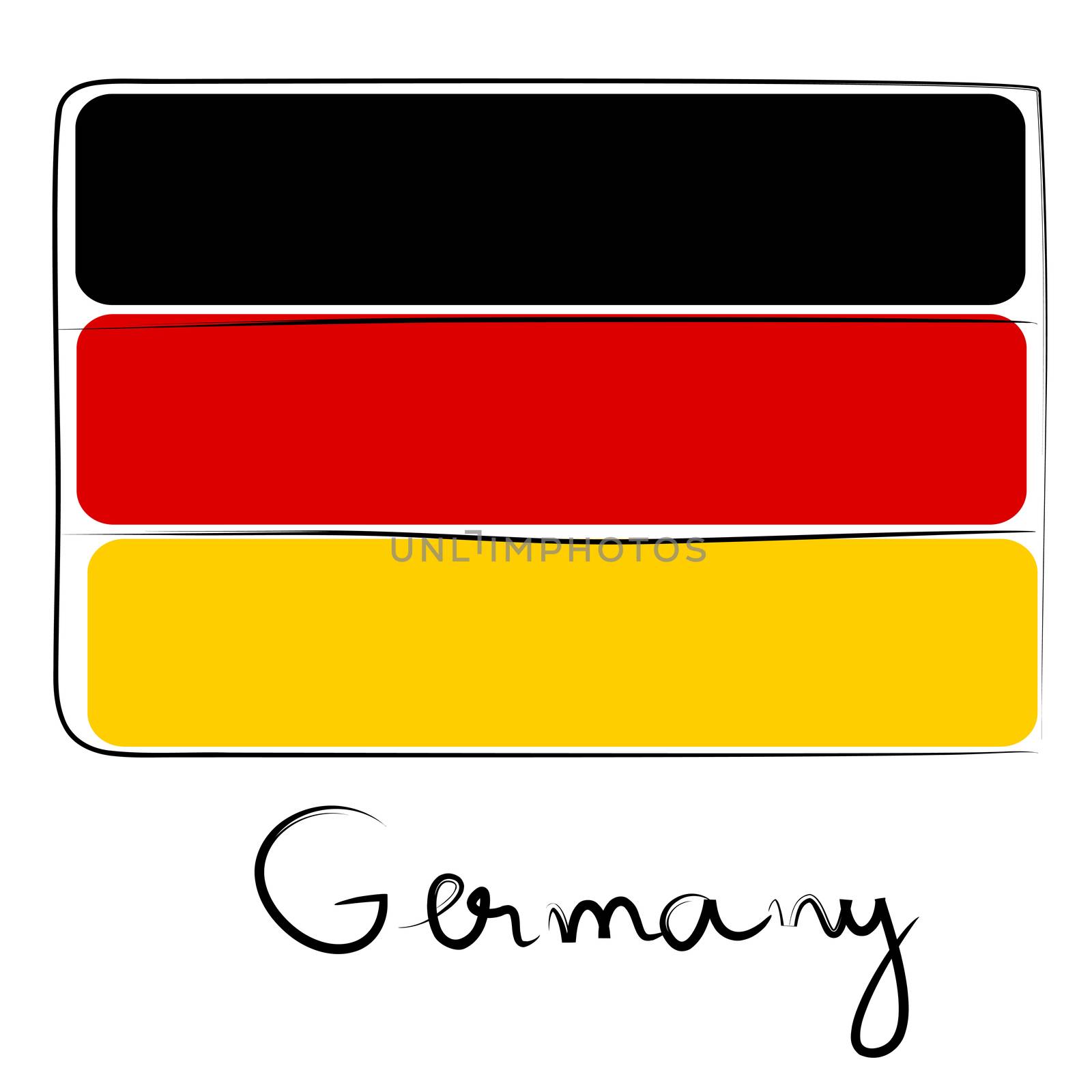 Germany country flag doodle with text isolated on white