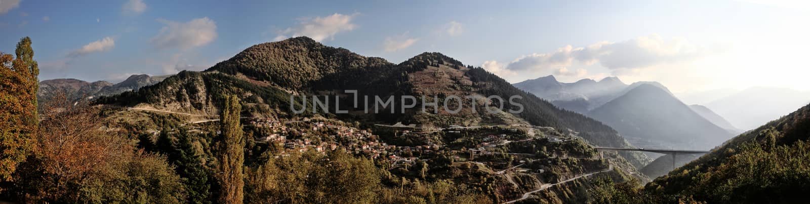 panoramic view of a village in greece by smoxx