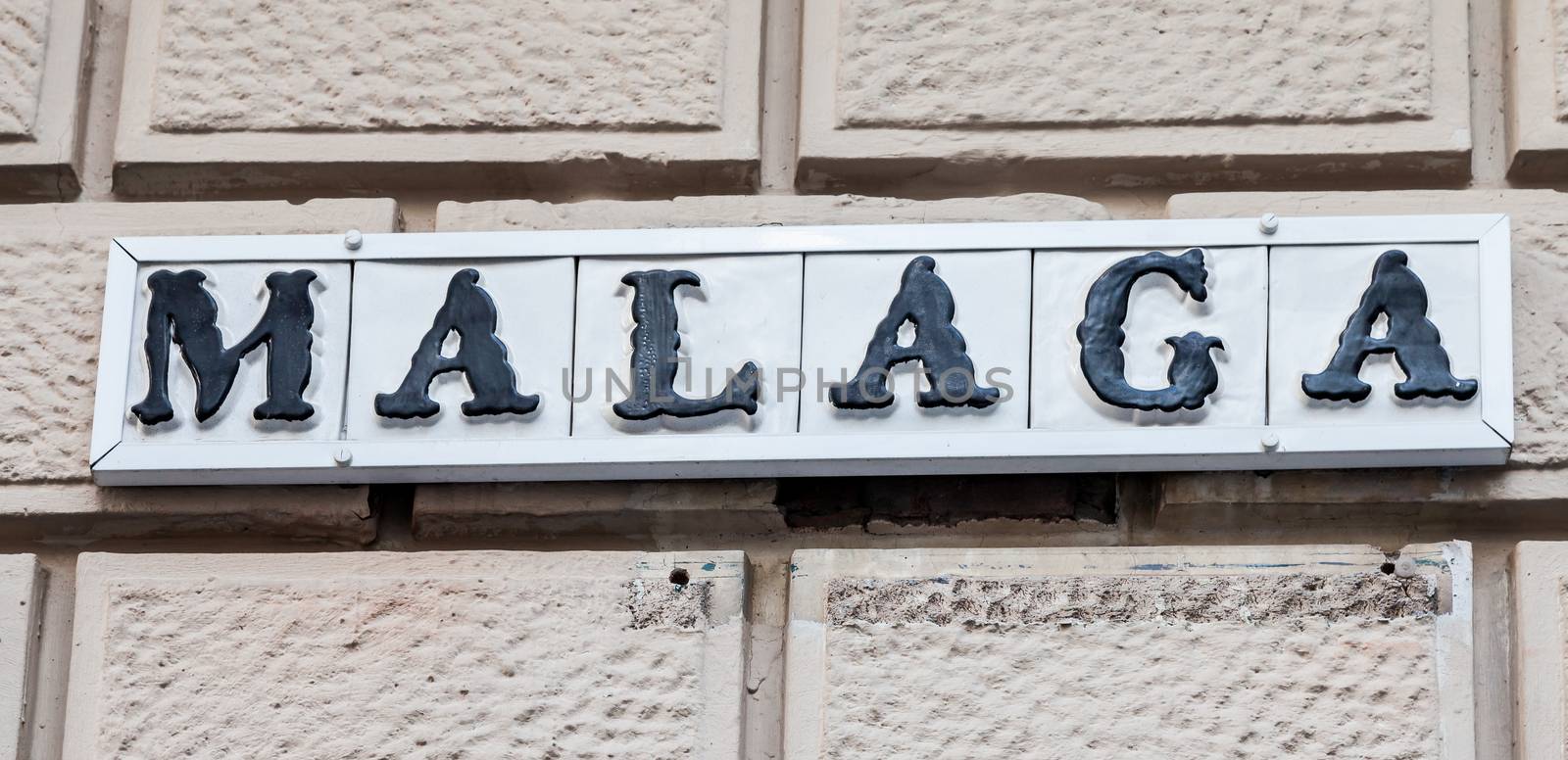 Road sign of Malaga, Andalusia Region in Spain