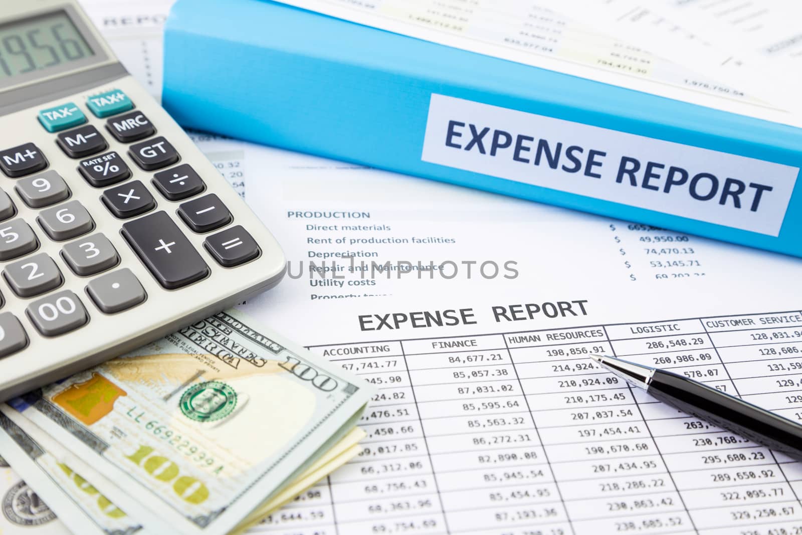 Financial expense report with money by vinnstock