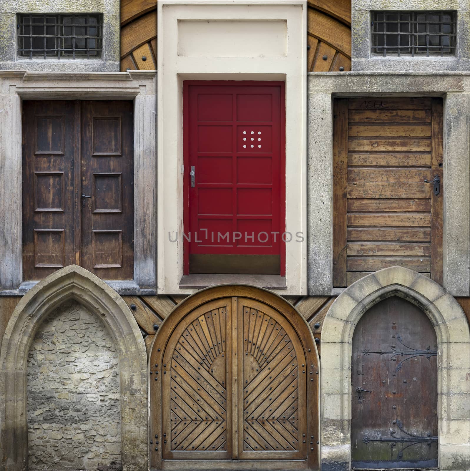 Abstract collage of old doors by Mibuch