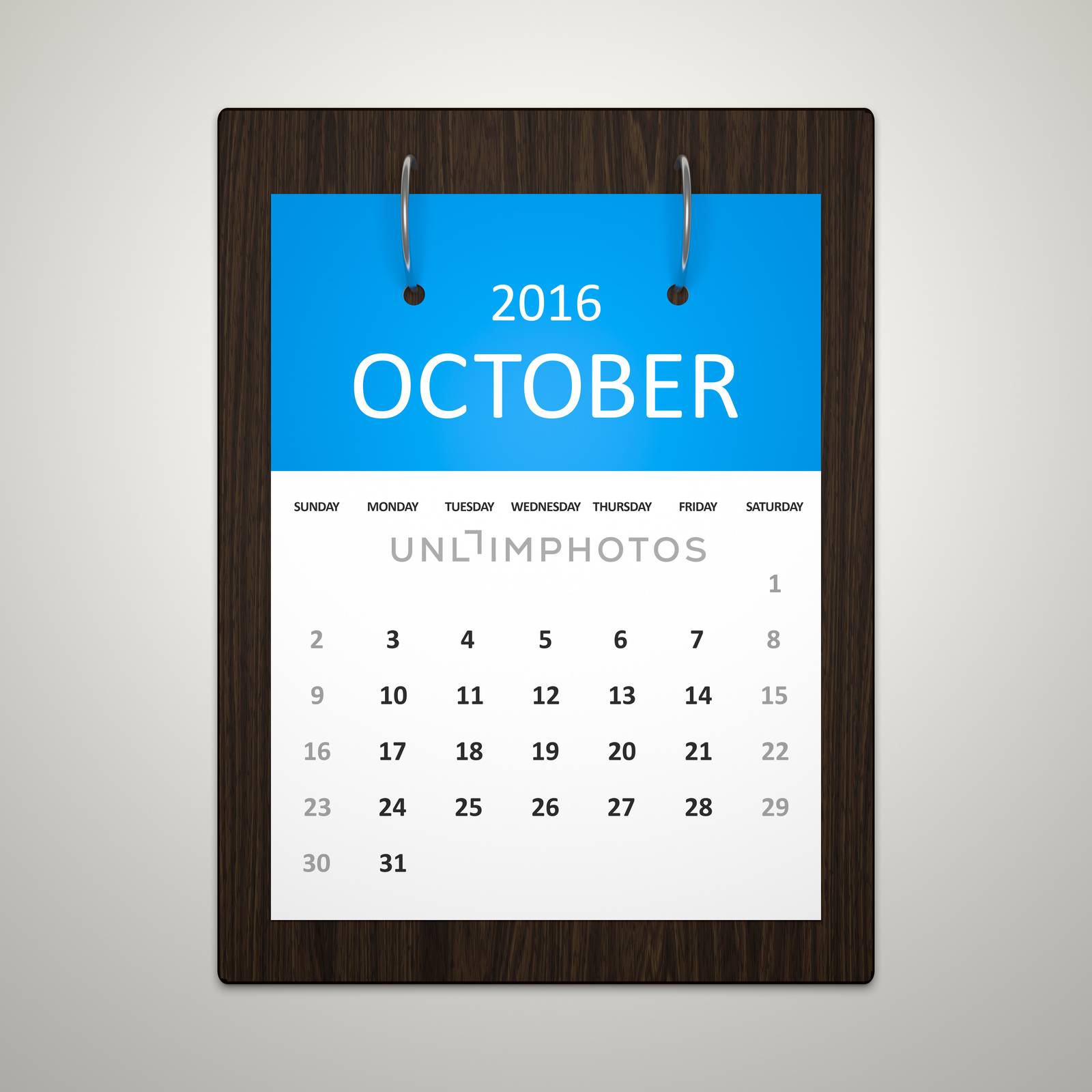 An image of a stylish calendar for event planning 2016 october