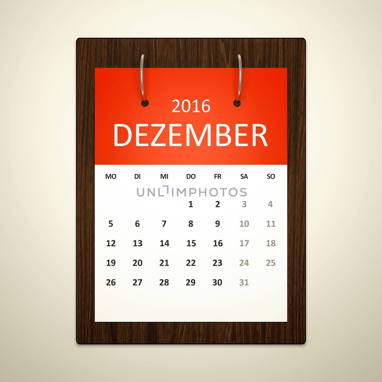 An image of a german calendar for event planning 2016 december