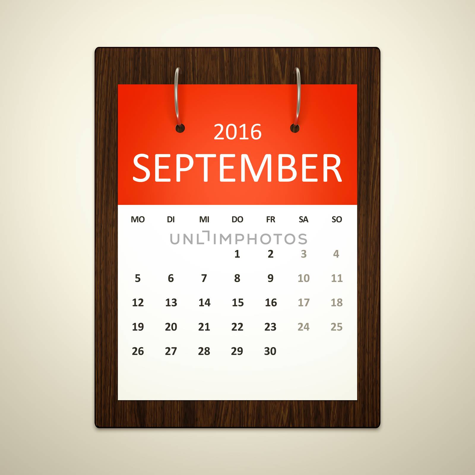 An image of a german calendar for event planning 2016 september