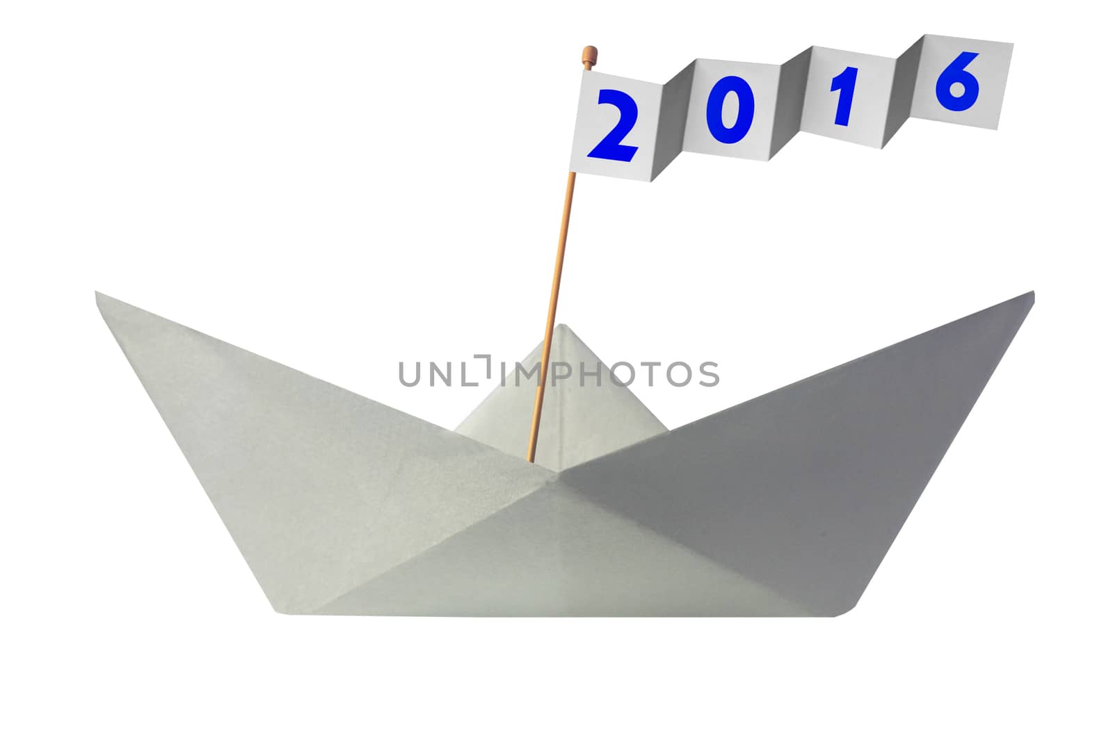 Origami paper boat with flag writing 2016 by yands