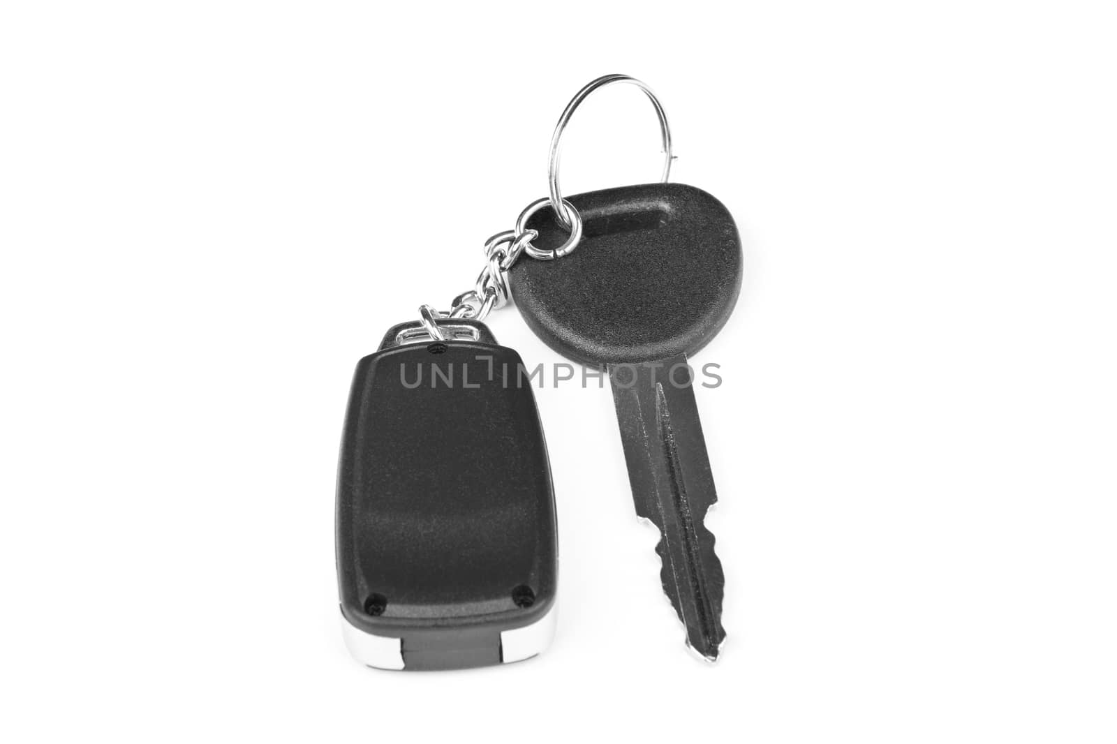 key with car alarm isolated on white