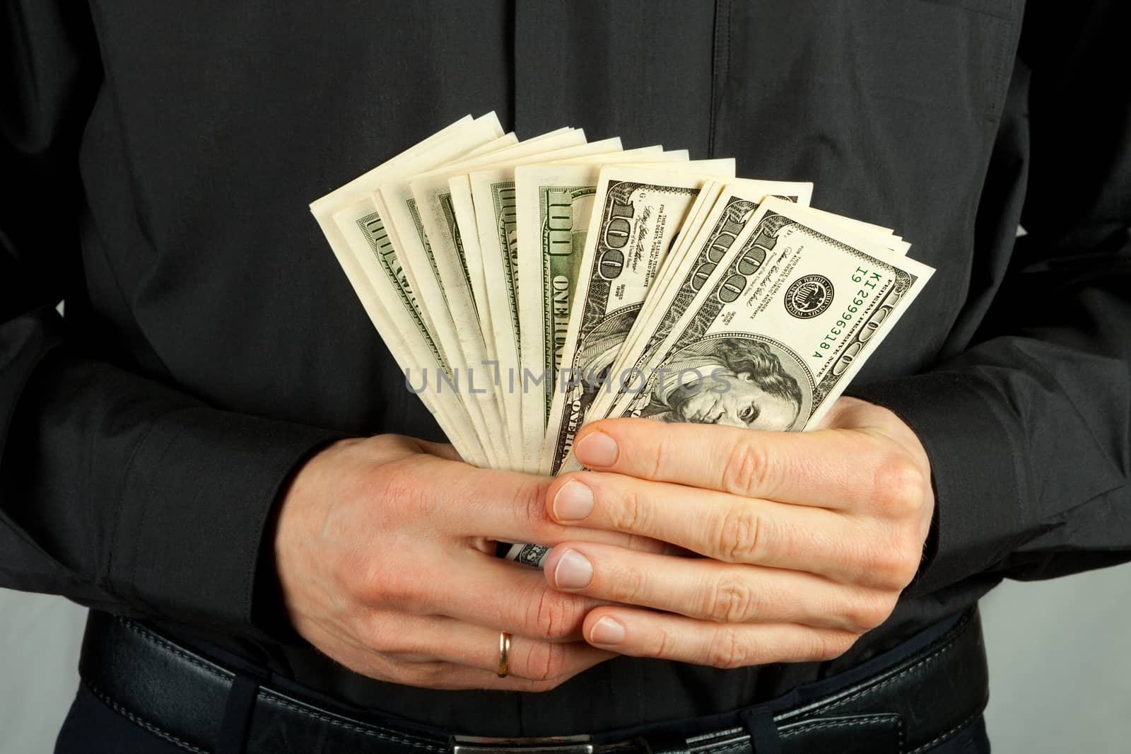 man holding money in hands dollar usa