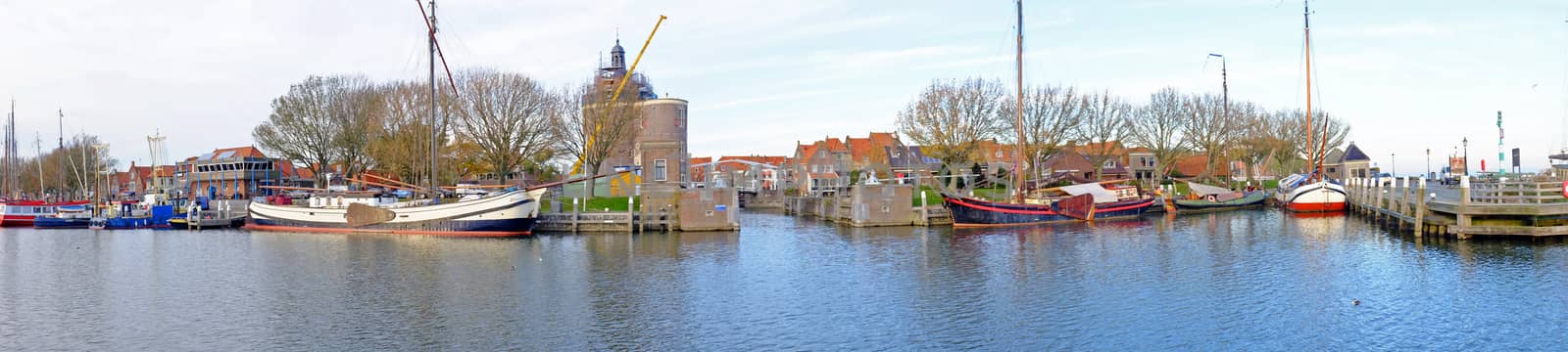 Panorama from the harbor from Enkhuizen in the Netherlands