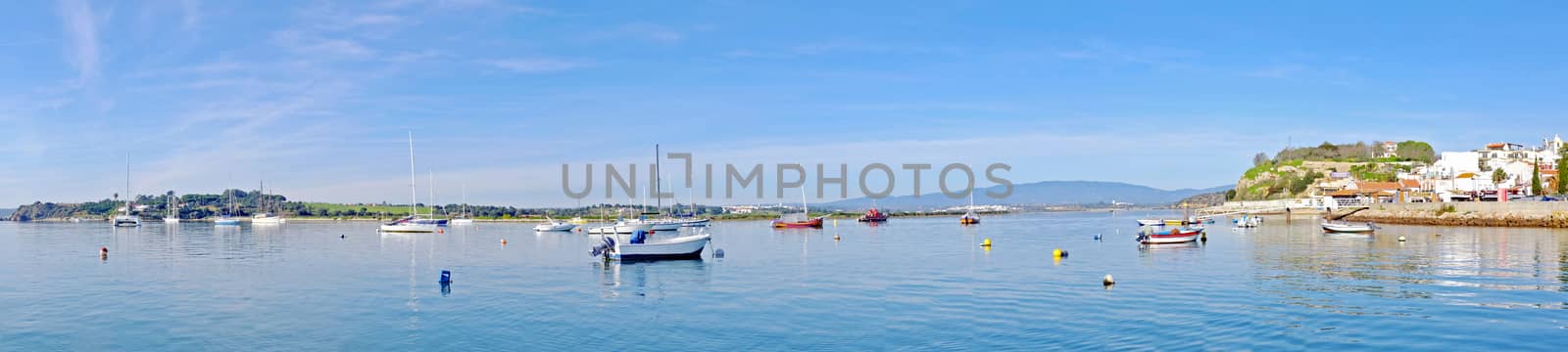 Panorama from the harbor and village Alvor in Portugal