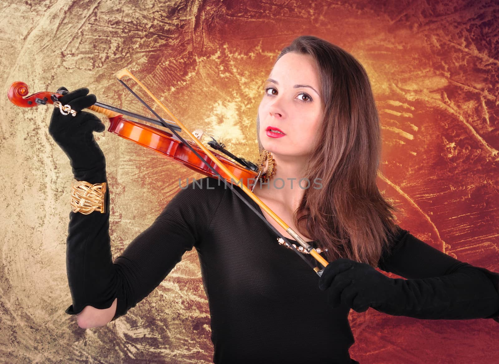 beautiful girl in black plays the violin by Nikola30