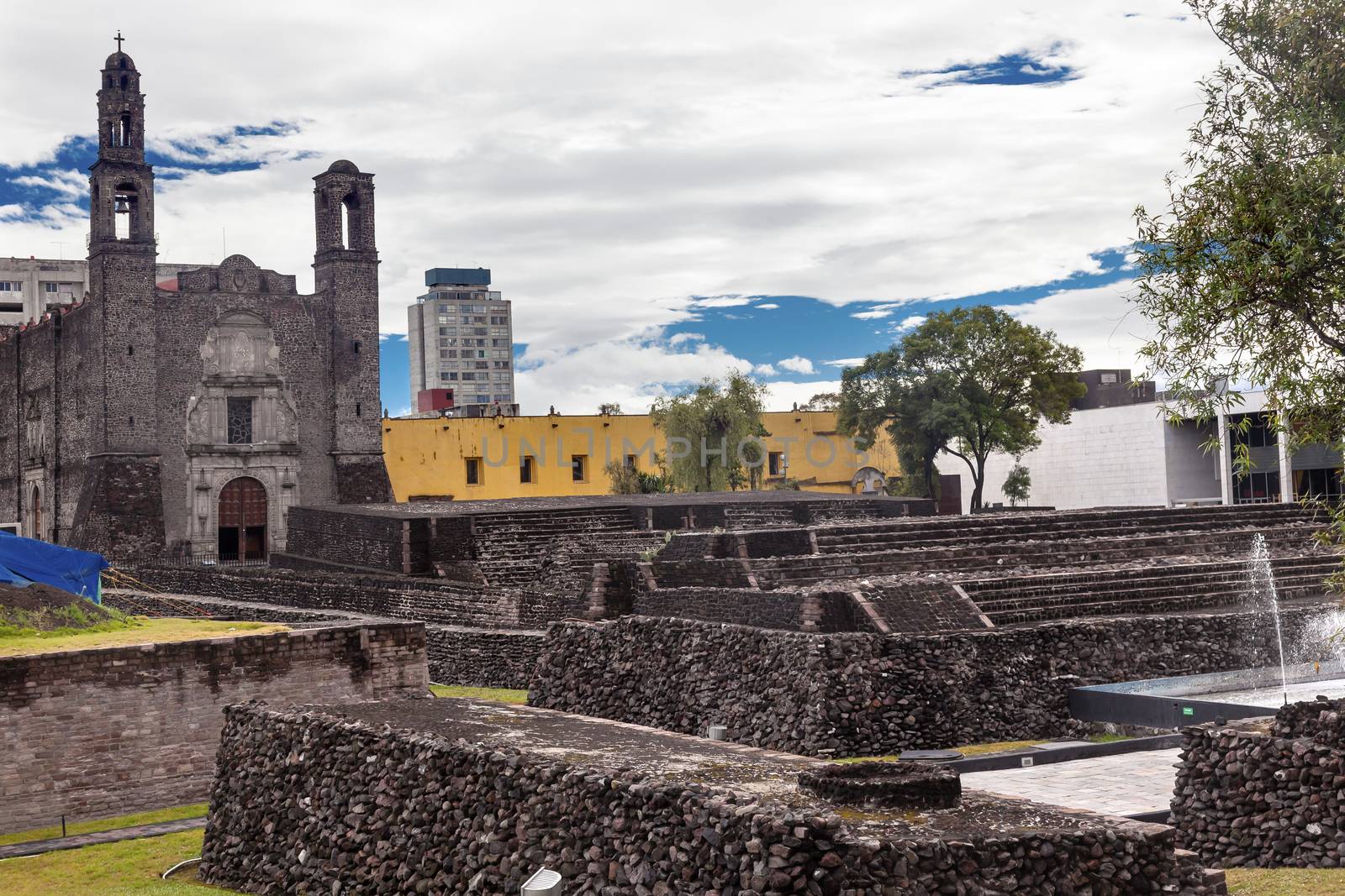 Plaza of Three Cultures Aztec Archaeological Site Mexico City by bill_perry