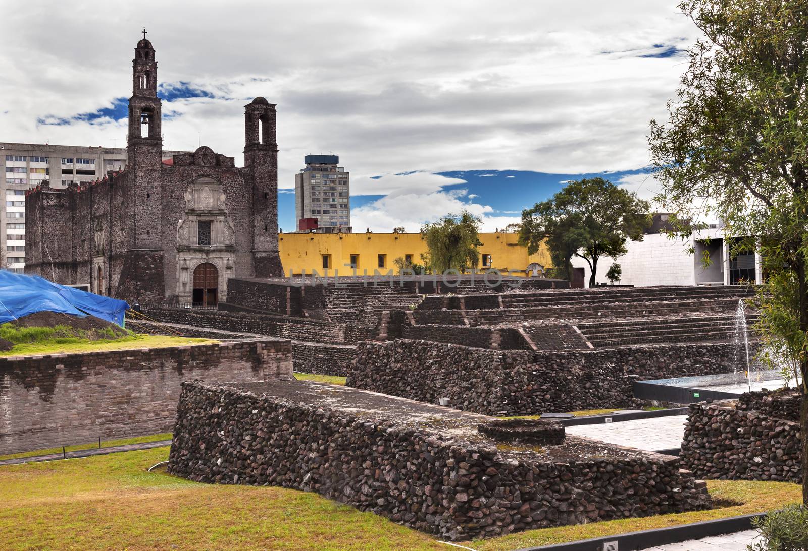 Plaza of Three Cultures Aztec Archaelogical Site Mexico City by bill_perry