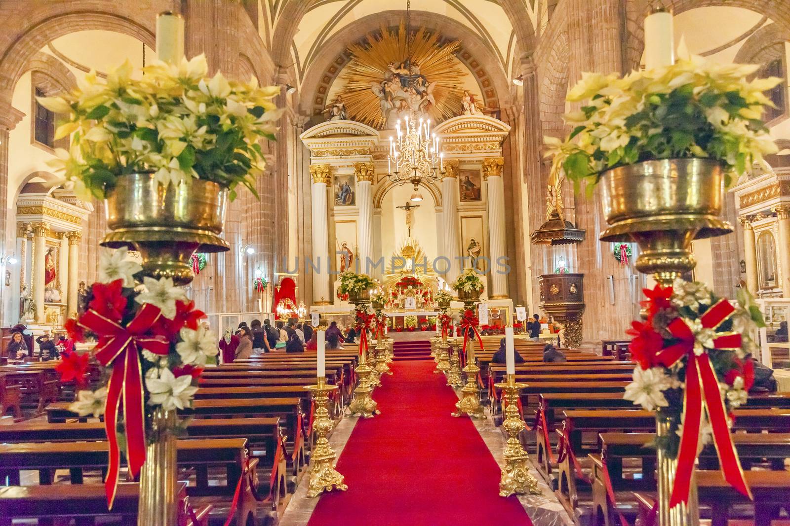 Metropolitan Cathedral Basilica Christmas Eve  Service Zocalo Mexico City Mexico.  Altar 