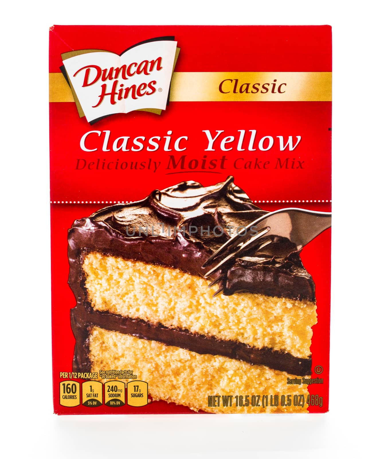 Winneconne, WI - 8 February 2015:  Box of Duncan Hines Classic Yellow cake mix.