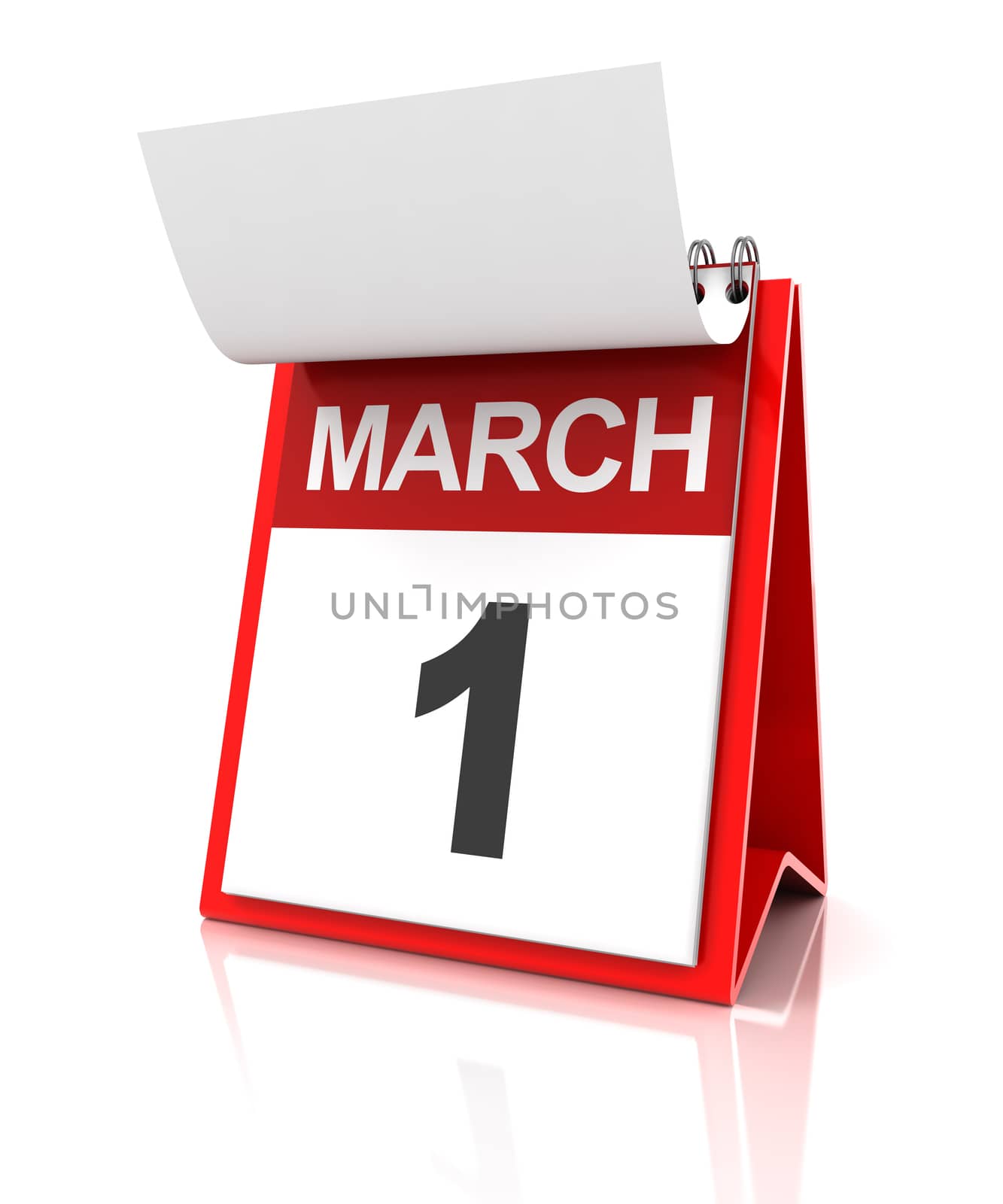 First of March calendar, 3d render