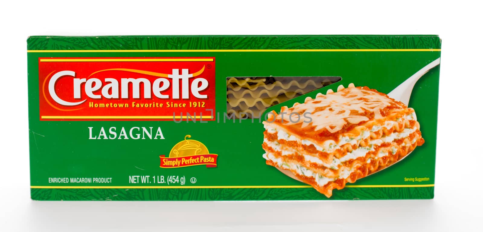 Winneconne, WI - 7 February 2015: Box of Creamette Lasagna which has been in business since 1912.