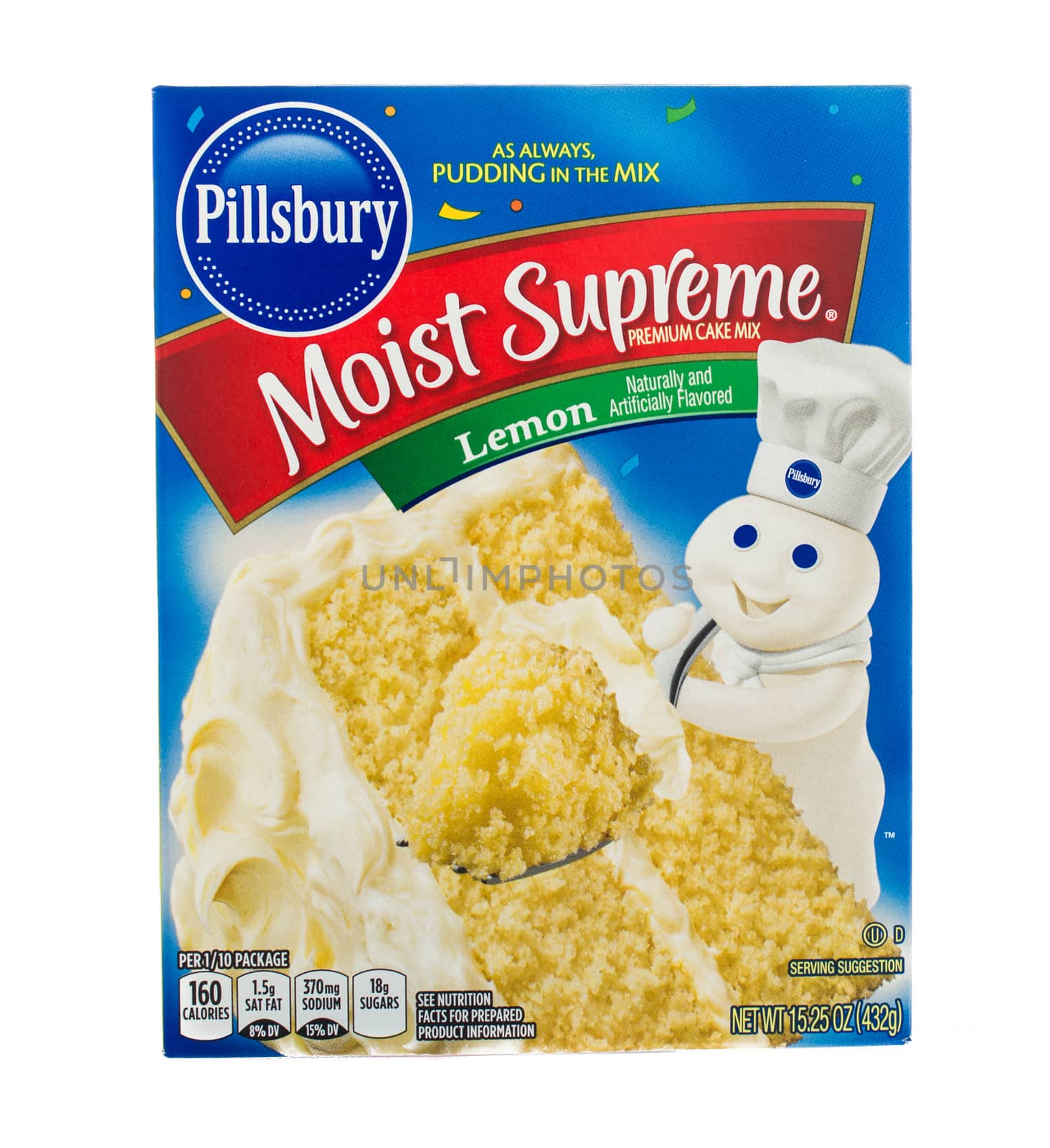 Winneconne, WI - 5  February 2015: Box of Pillbury Moist Supreme Lemon Cake Mix.