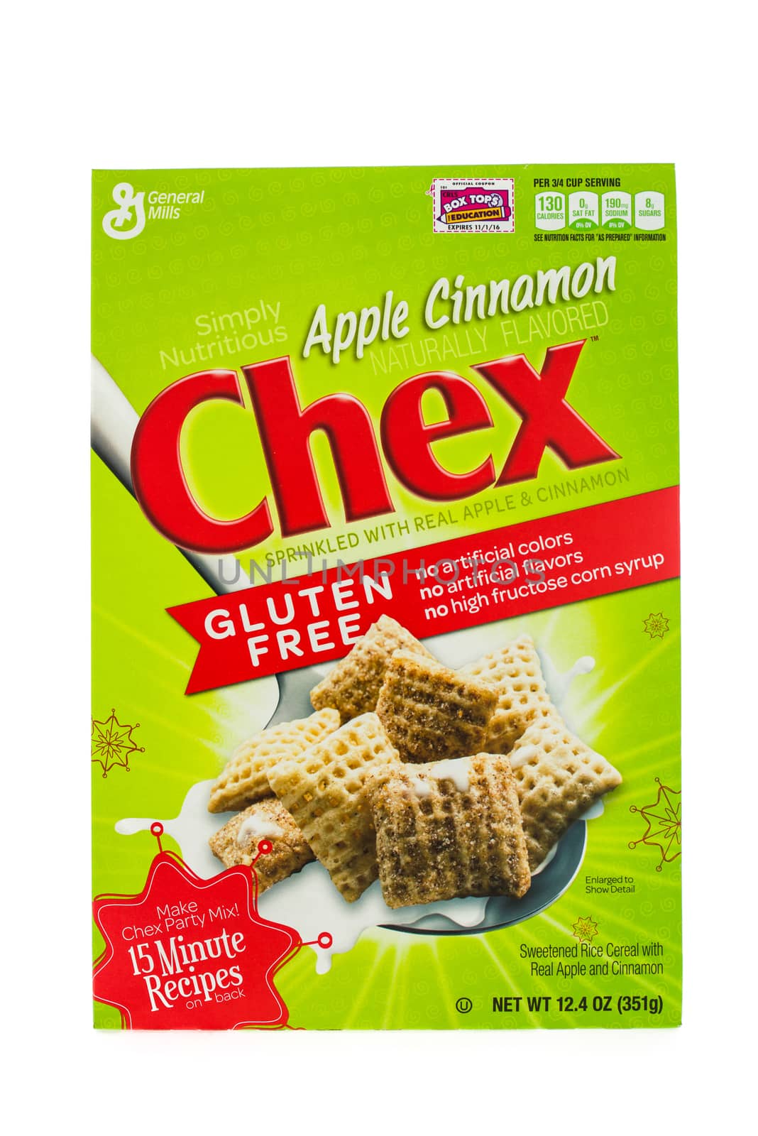 Winneconne, WI - 5  February 2015: Box of Chex Apple Cinnamon cereal a product of General Mills.