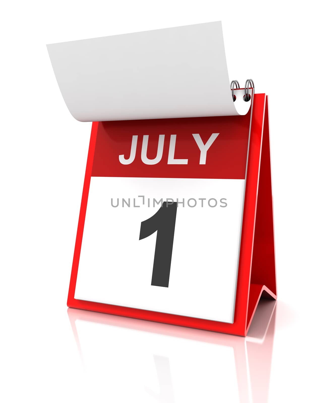 First of July calendar, 3d render