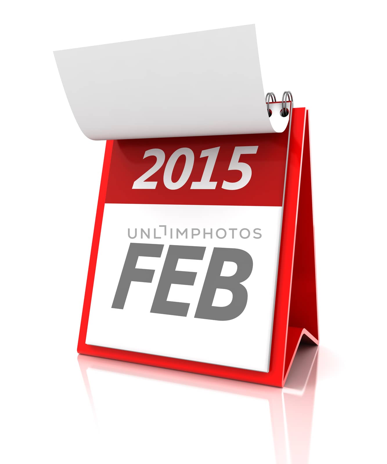 2015 February calendar, 3d render by ymgerman