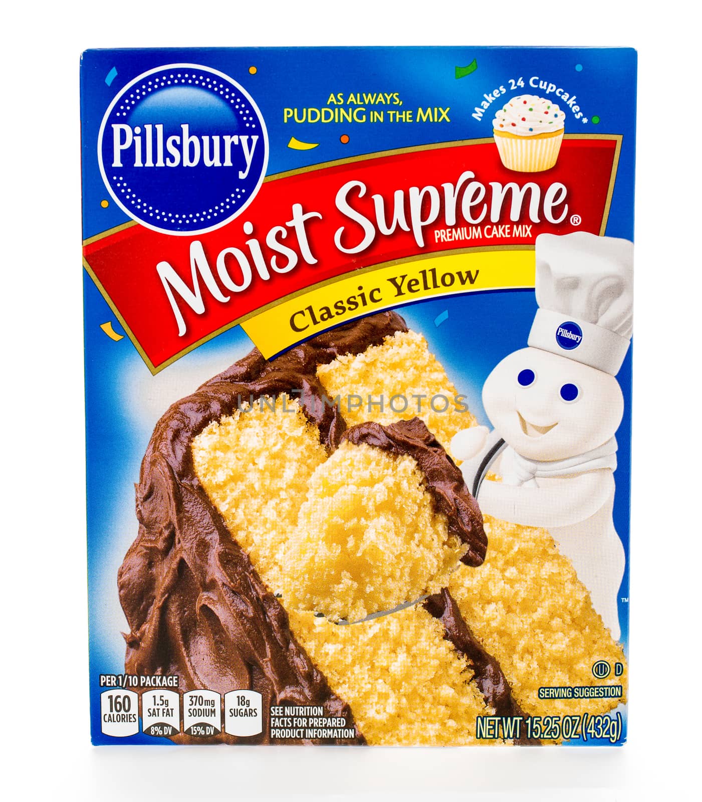 Winneconne, WI - 8 February 2015:  Box of Pillsbury Moist Supreme Classic Yellow cake mix.