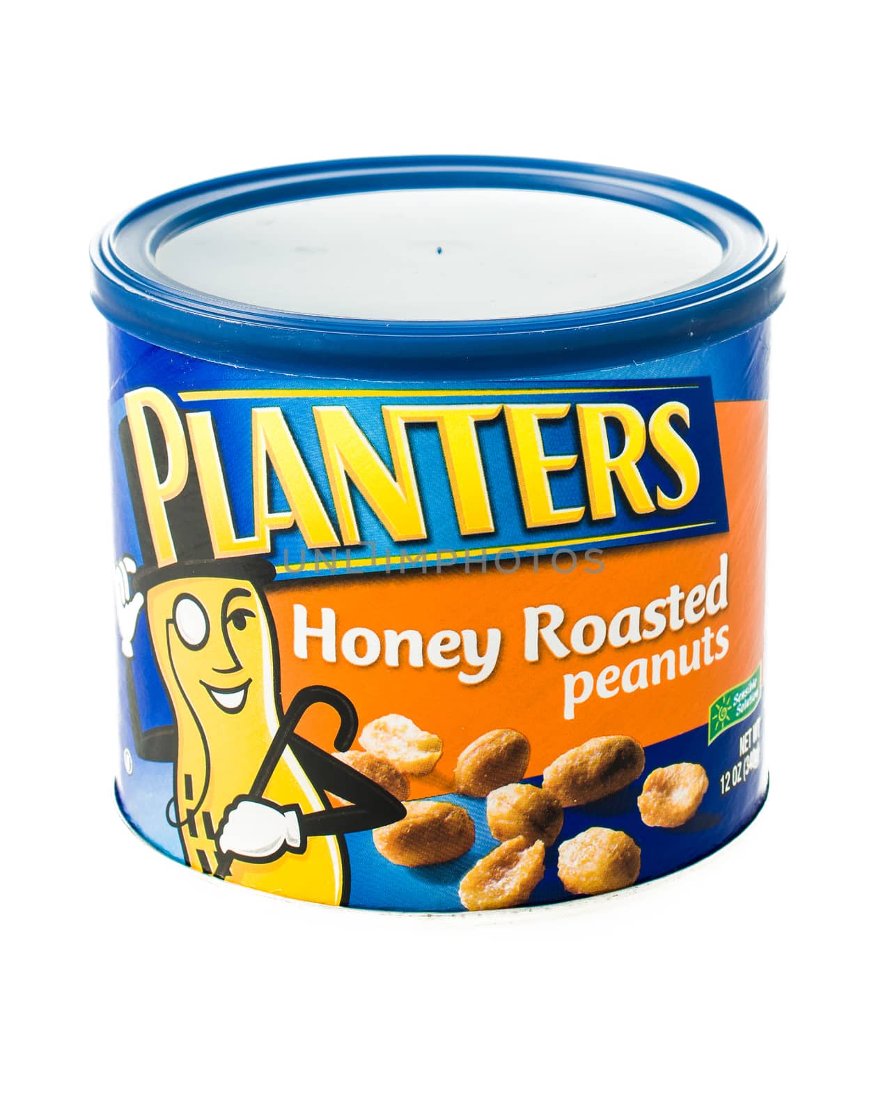 Winneconne, WI - 5 February 2015: Can of Planters Honey Roasted Peanuts.