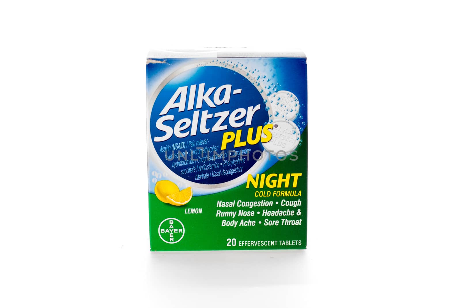 Winneconne, WI - 9 February 2015: Package of Alka-Seltzer Plus night time cold formula.