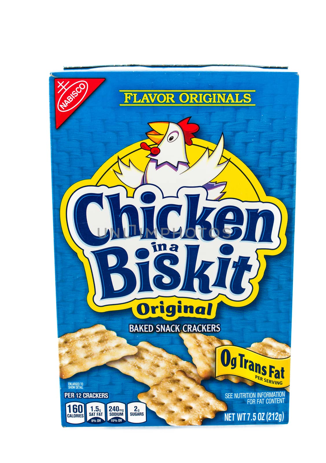 Winneconne, WI - 5 February 2015: Chicken in a Biskit box of flavored crackers made by Nabisco since 1964.