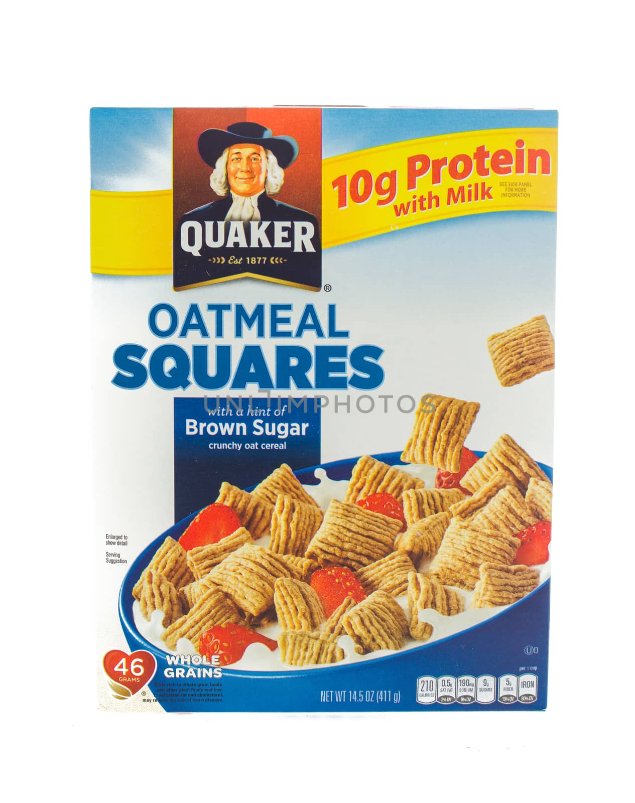 Winneconne, WI - 5  February 2015: Box of Oatmeal Squares cereal.  Oatmeal Squares is owned by the Quacker Oats Comapny.