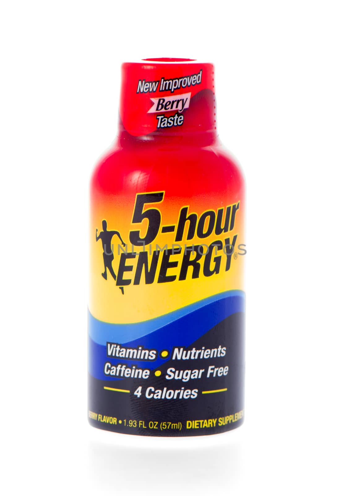 Winneconne, WI - 21 February 2015:  Bottle of 5-hour energy drink in berry flavor.